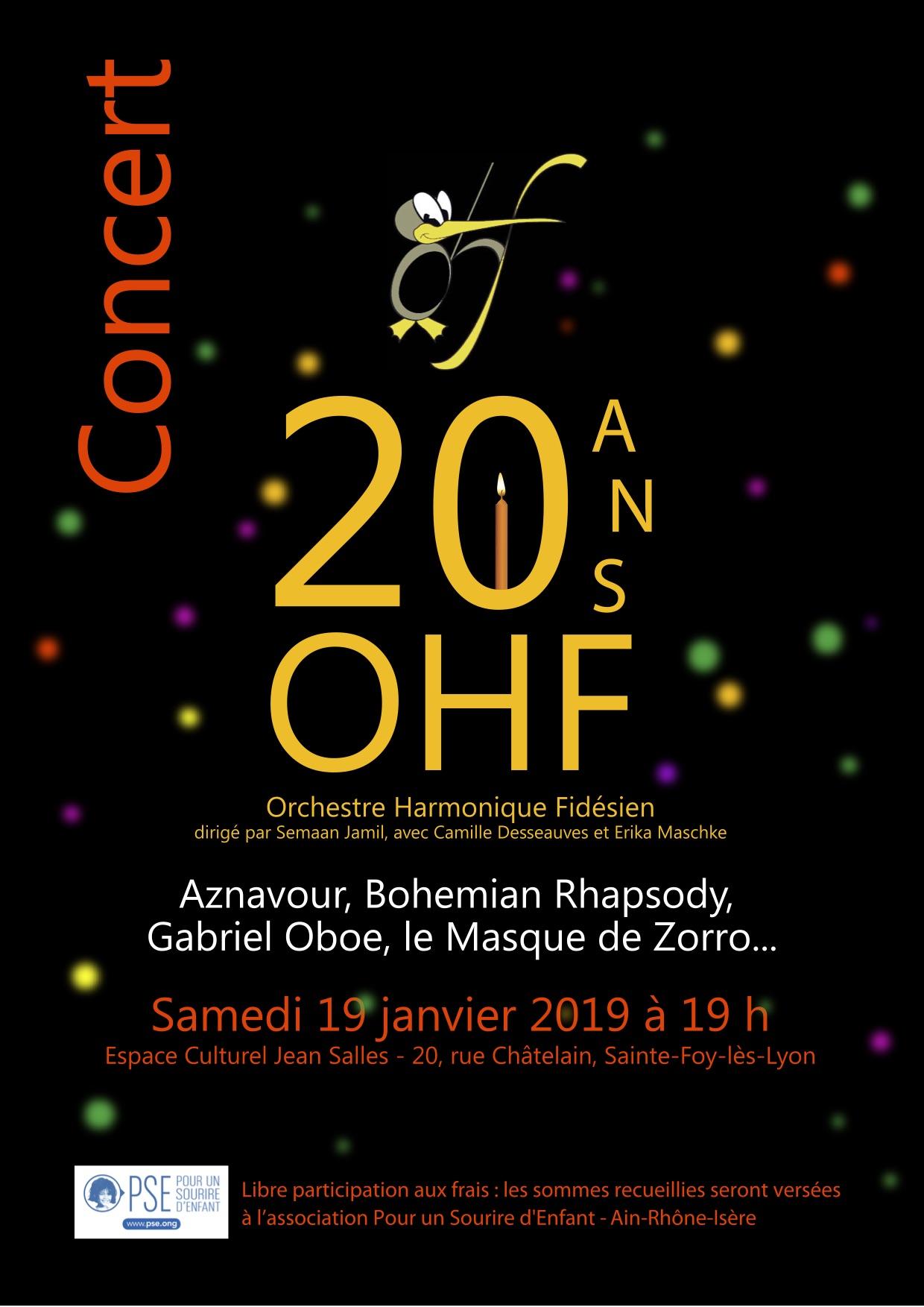 Affiche du concert OHF à Sainte Foy lès Lyon en janvier 2019